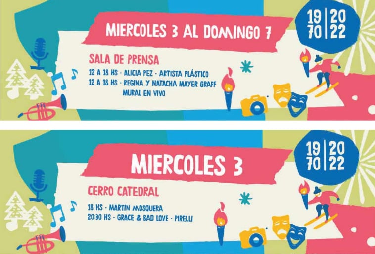 Cronograma de actividades para la Fiesta Nacional de la Nieve 2022, en Bariloche.