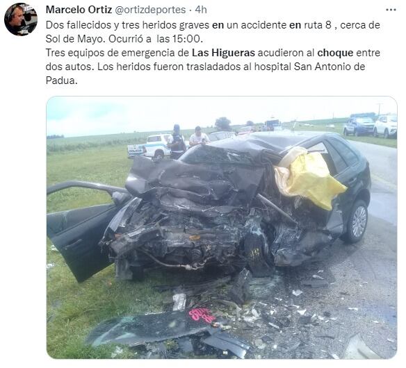 El trágico accidente vial dejó dos muertos y tres heridos.