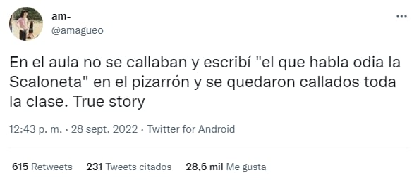 El docente contó lo ocurrido en Twitter y el posteo se hizo viral.