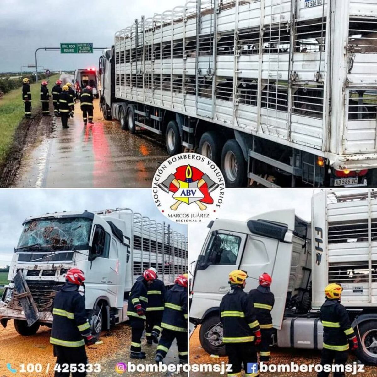 Accidente entre dos camiones en Autopista Córdoba - Rosario