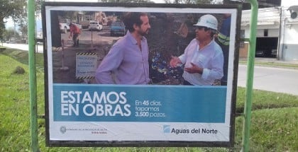 Carteles en la ciudad de Salta en los que se ve a Lucio Paz Posse. (Web)