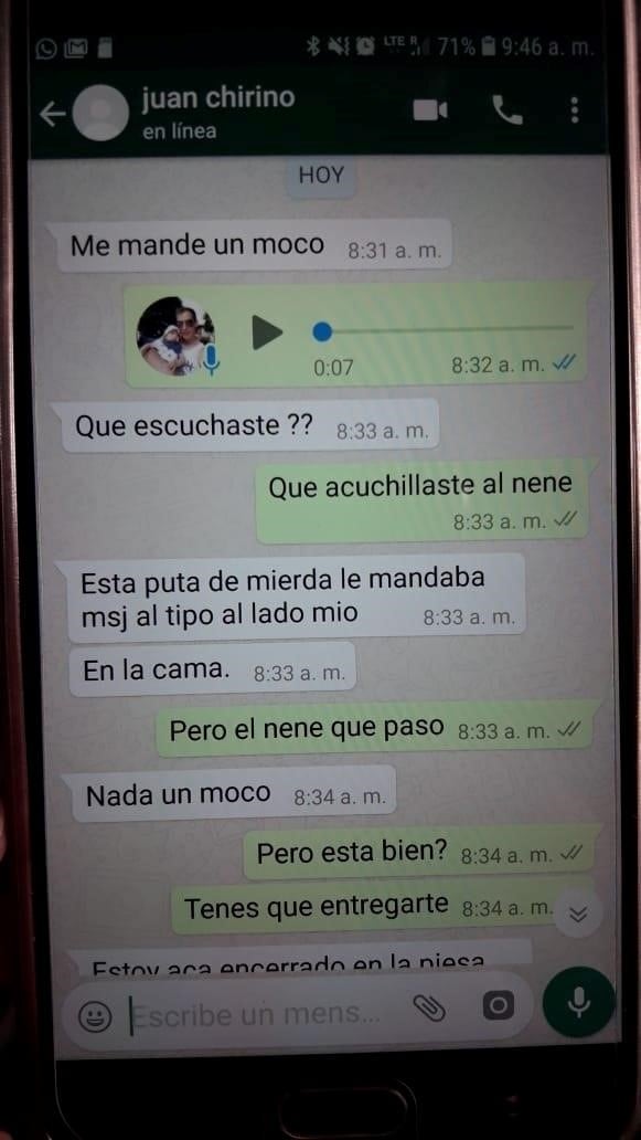 Parte de la conversación que Chirino mantuvo con su amigo. (Web)