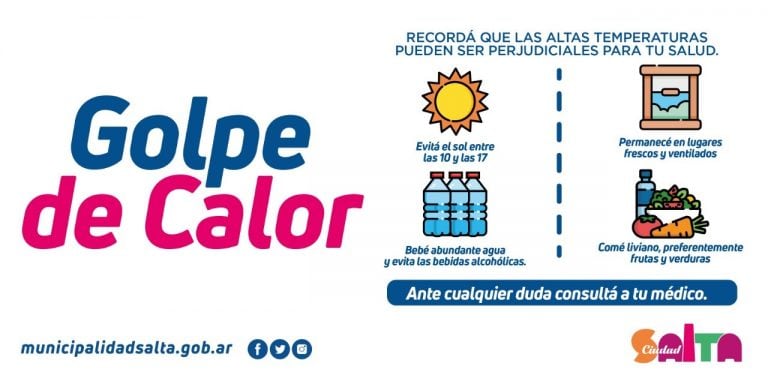 Consejos para evitar golpes de calor (Municipalidad de Salta)