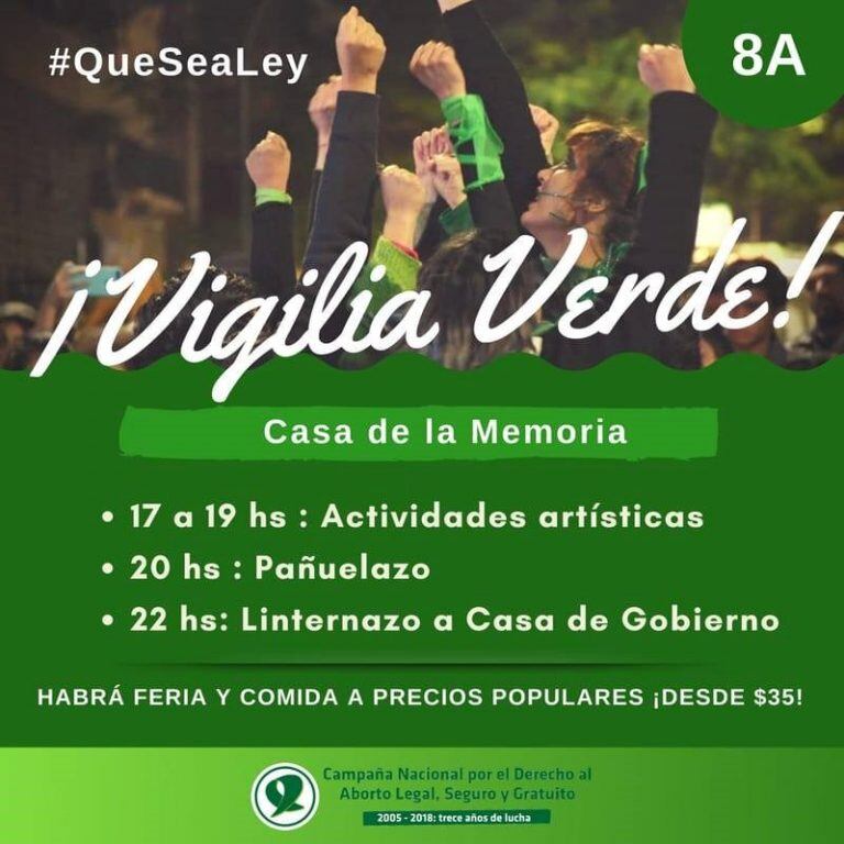 Agenda de actividades durante la "Vigilia Verde".