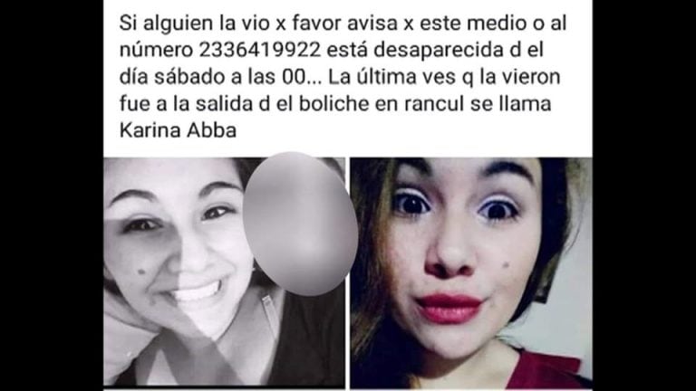 Solicitud de paradero de una joven en Huinca Renanco.