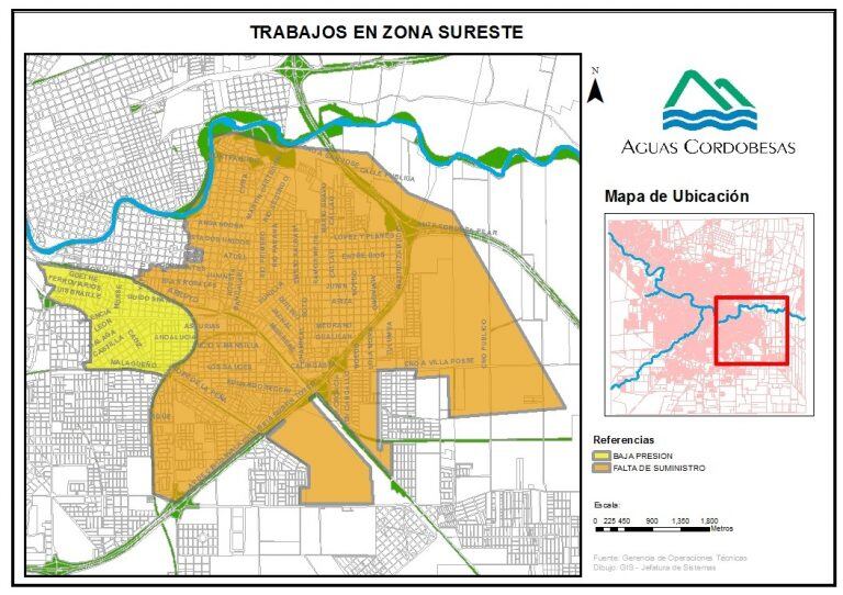 Cortes de agua en el sureste de Córdoba.