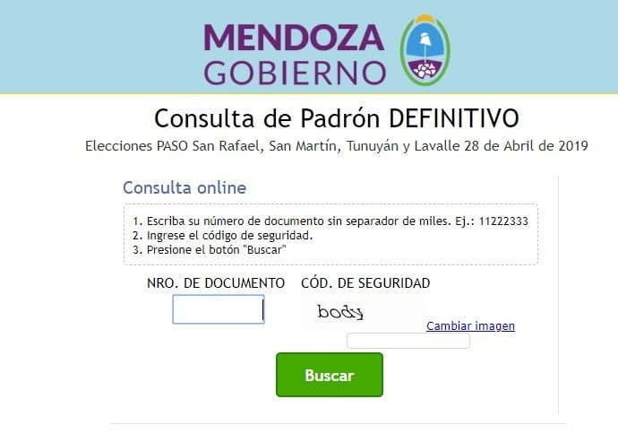 Padrón Electoral mendoza