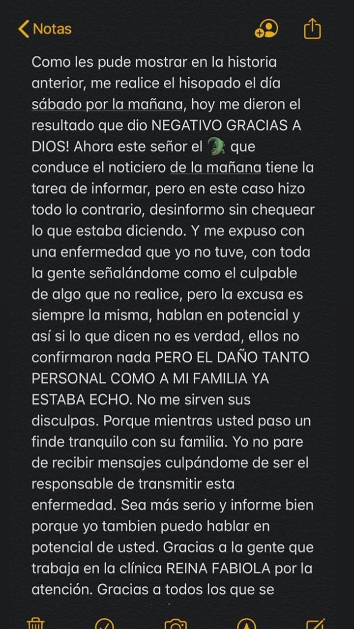 Wanchope Ábila mostró el resultado que le dio negatio de coronavirus.