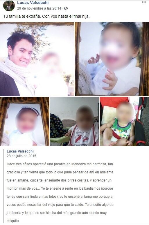 La publicación que Lucas hizo en Facebook.