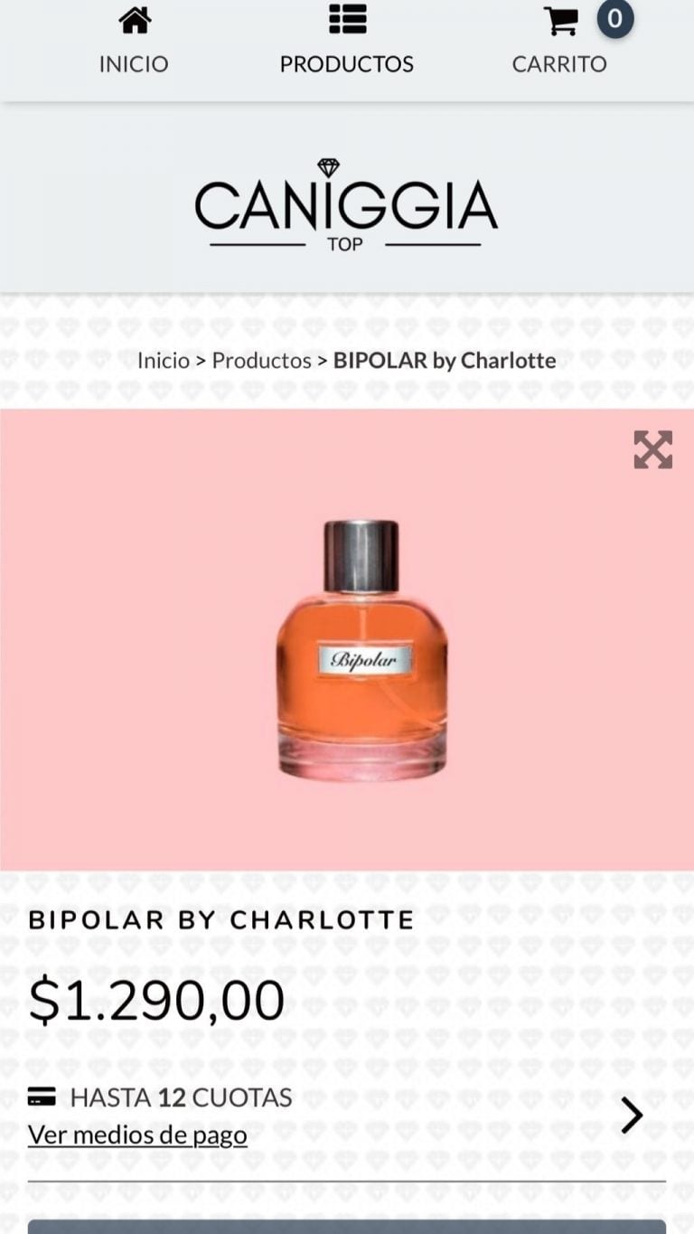 El perfume que Charlotte decidió llamar "Bipolar" cuesta 1.290 pesos  (Foto: Instagram/ chcaniggia)