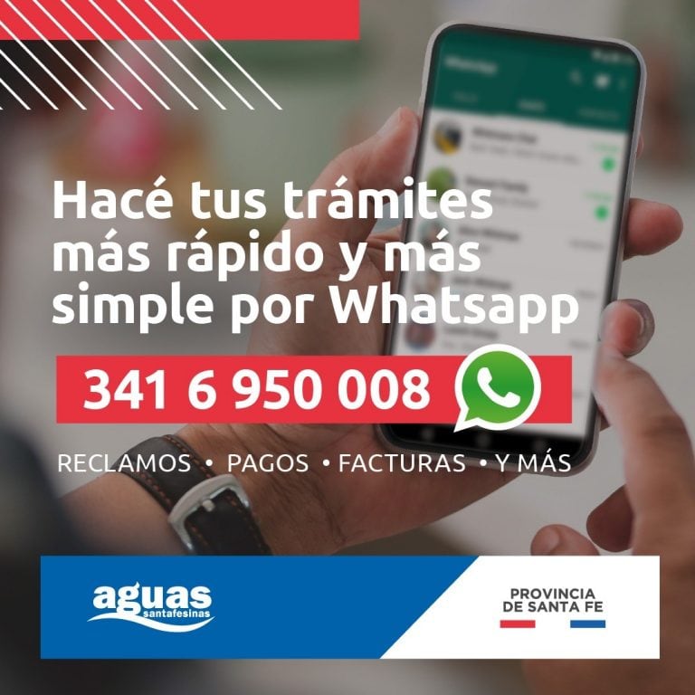 Gestiones de ASSA por whatsapp desde el miércoles 28 de octubre en Rafaela