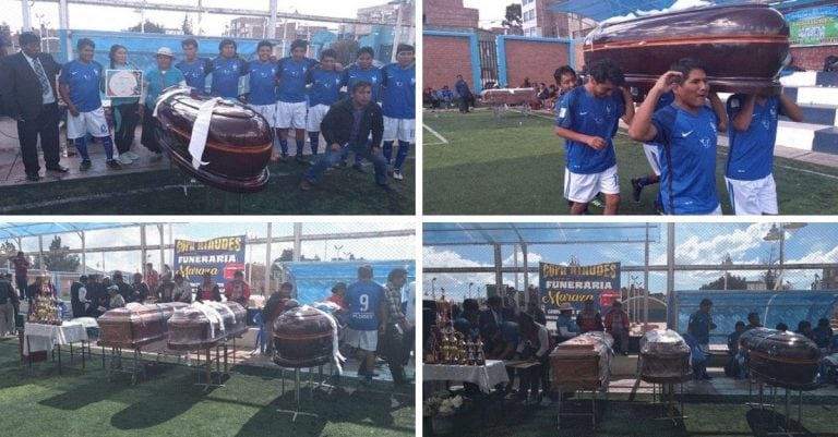 Copa de futbol entrega ¡ataúdes! a los campeones (Foto: Twitter)