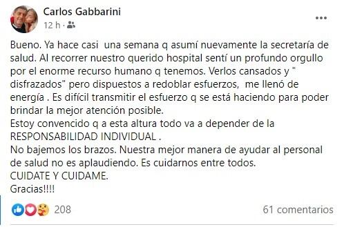 Posteo de Carlos Gabbarini