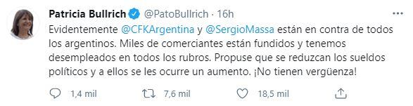 El tuit de Patricia Bullrich