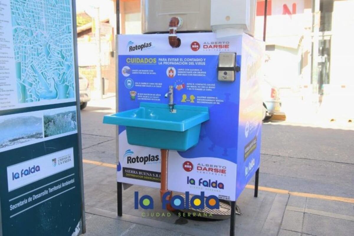 Instalaron un lavamanos en el centro de La Falda