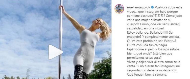 Noelia Marzol hizo un descargo por el video que fue censurado en Instagram (Instagram/@noeliamarzolok)