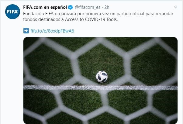 La FIFA organizó un partido para recaudar fondos para la lucha contra el coronavirus.