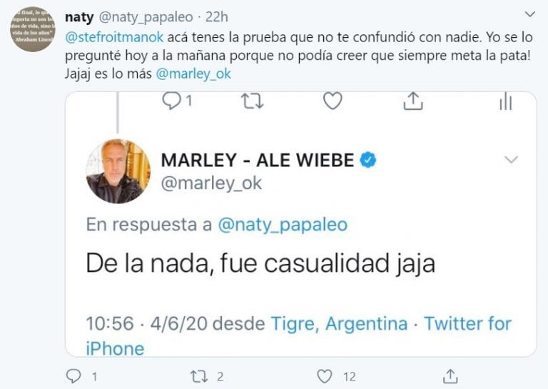 Las publicaciones de Stefi Roitman tras el error de Marley (Foto: captura Twitter)