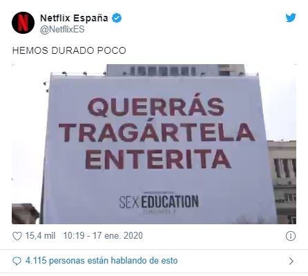 La polémica campaña de Netflix para promocionar 'Sex Education' (Foto: Twitter/ @NetflixES)