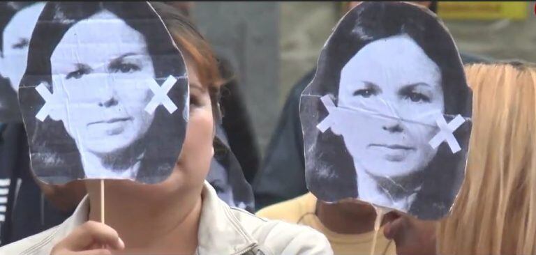 Barrios de Pie Catamarca manifestándose en reclamo de ayuda social