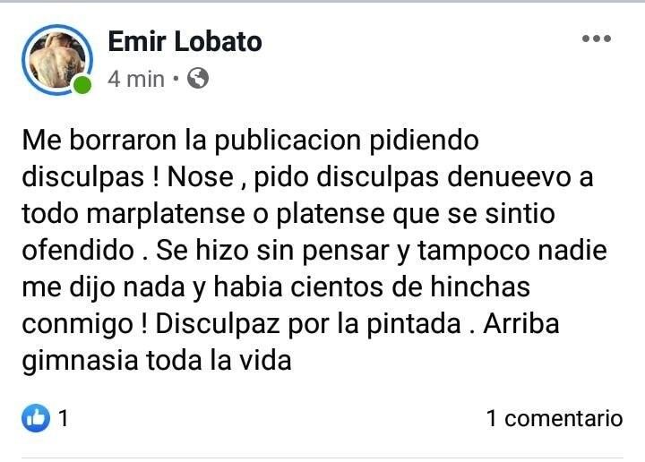 Captura mensaje Facebook (Gentileza: 0223)