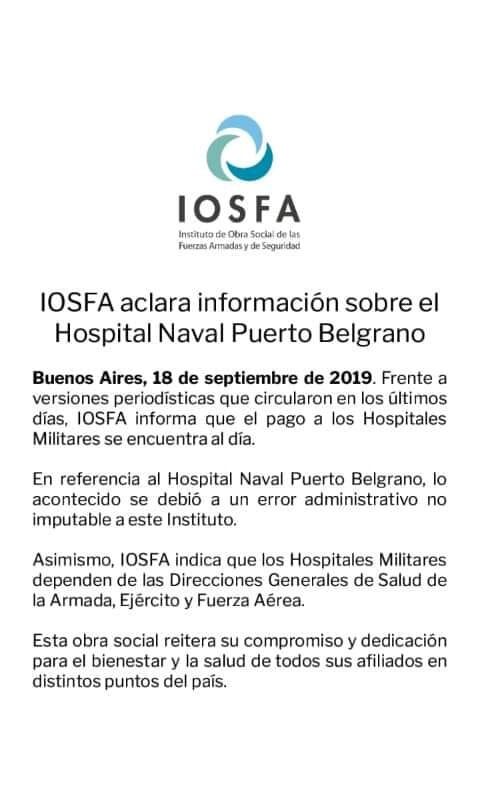 Comunicado IOSFA