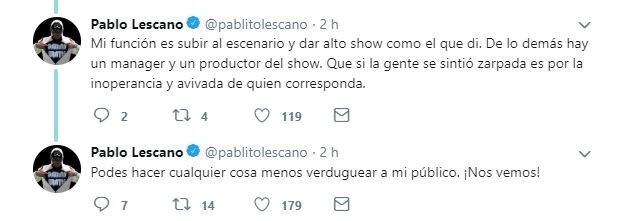 Pablo Lescano mostró su furia en Twitter