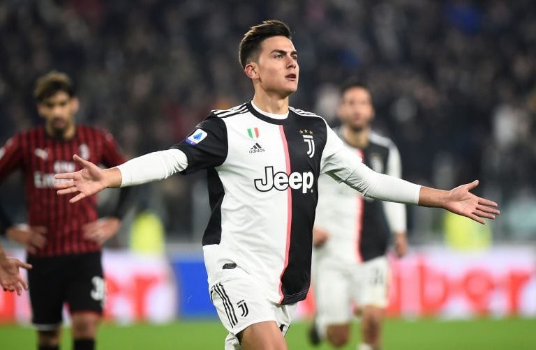 Soccer Football - Serie A - Juventus v AC Milan - Allianz Stadium, Turin, Italy - November 10, 2019   Juventus' Paulo Dybala celebrates scoring their first goal    REUTERS/Massimo Pinca