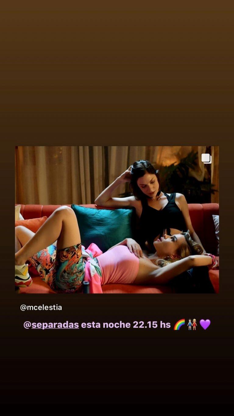 Celeste Cid junto a Laura Laprida, quien hace de su pareja en "Separadas" (Foto: instagram/ @mcelestia)