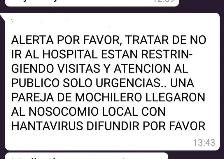 Mensaje viral falso en Ushuaia.