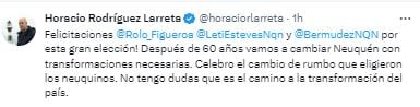 Los referentes de Juntos por el Cambio felicitaron a Rolando Figueroa, el nuevo gobernador de Neuquén.