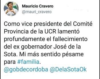 Cravero tweet De La Sota