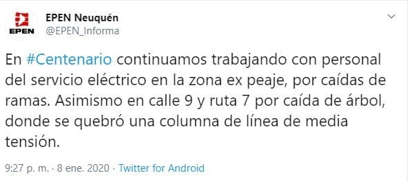 Desde el EPEN comunicó cuál es la ciudad en la que continúan los trabajos (web).