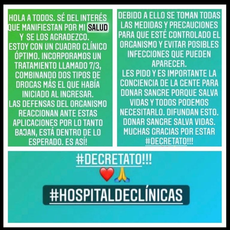 La publicación de Lío Pecoraro sobre su situación actual. (Instagram/liopecoraro)