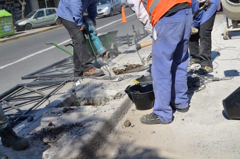 Colocación de vallas en el Metrobús Norte. (Prensa Municipalidad de Rosario)