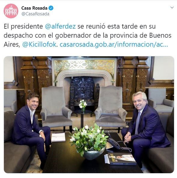 Alberto Fernández recibió a Axel Kicillof en la Casa Rosada.