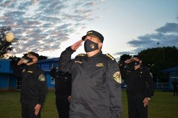 Acto en el Instituto Universitario de Seguridad presidido por el jefe de la Policía de Misiones, Zenón Cabrera.