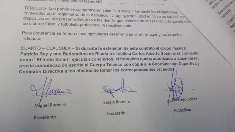 La cláusula del contrato del jugador firmada por los dirigentes del club (Foto: web)