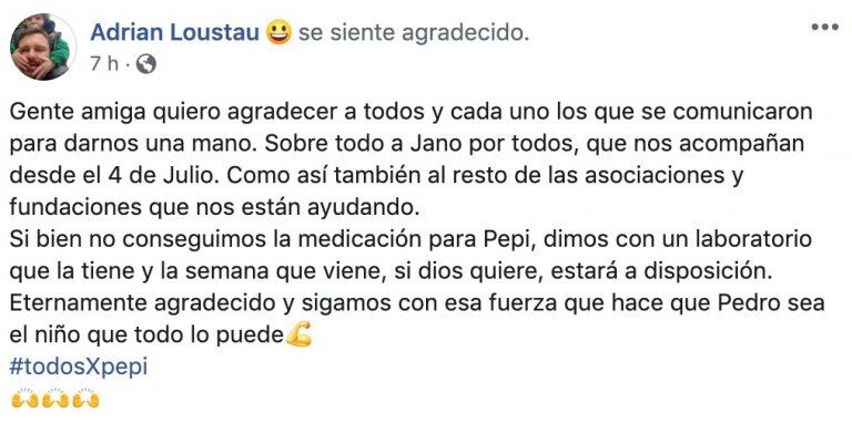 El mensaje del papá de Pepi.