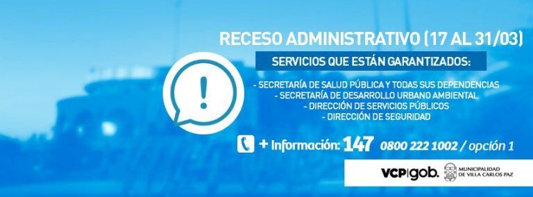 Receso administrativo en Carlos Paz