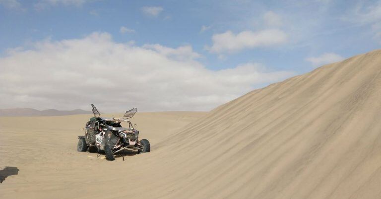 El buggy de Hoffmann y Carignani en el lugar donde quedó atrapado.