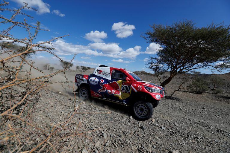 Nasser Al Attiyah y Matthieu Baumel. La dupla de Toyota, ganadora el año pasado, ocupa la tercera posición de la general.