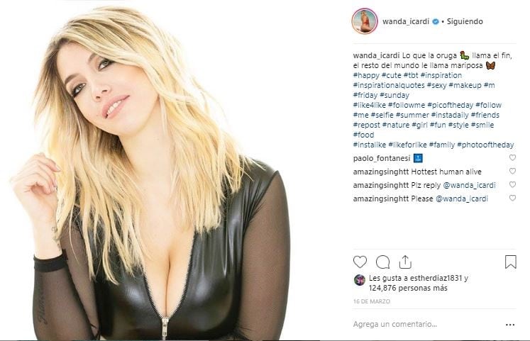 wanda nara acompañó sus fotos con comentarios picantes