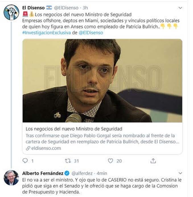 El tuit que borró Fernández.