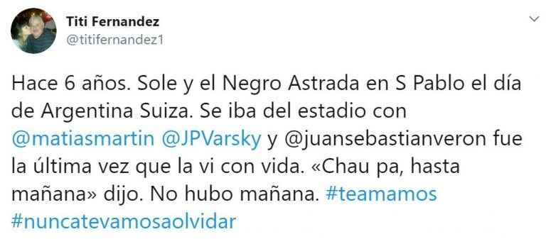 También la recordó en Twitter. (Twitter/@titifernandez1)