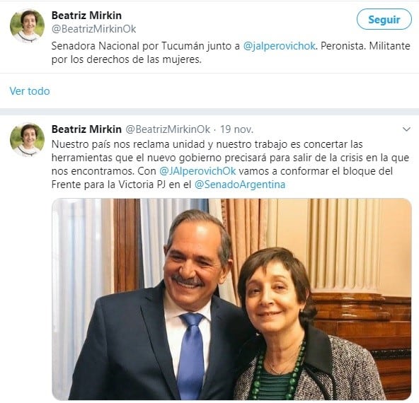 Beatríz Mirkin es muy cercana a Alperovich.