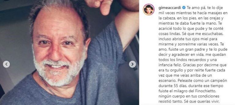 Gime Accardi despidió a su papá en redes sociales (Instagram)