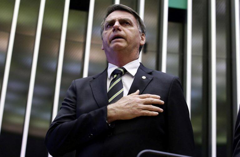 El presidente electo de Brasil, Jair Bolsonaro, durante su primera intervención ante el Congreso tras su elección. Foto DPA