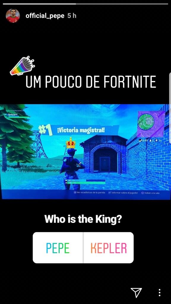 El portugués Pepe, uno de los tantos futbolistas que se sumó al furor del "Fornite".