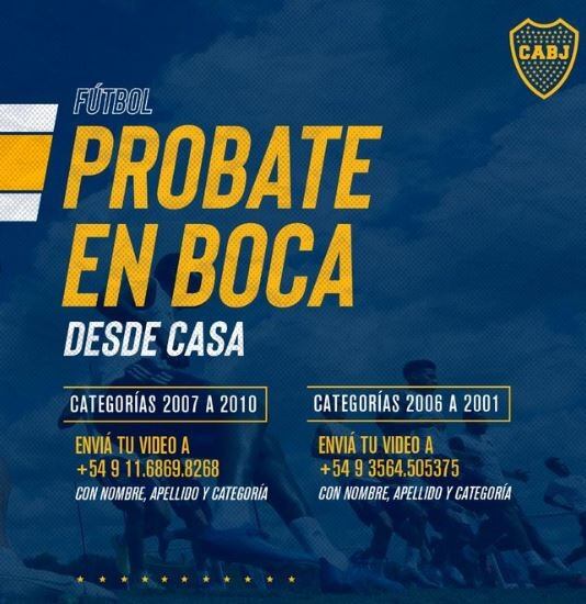 Boca prueba juveniles de manera virtual. (Twitter/@BocaJrsOficial)